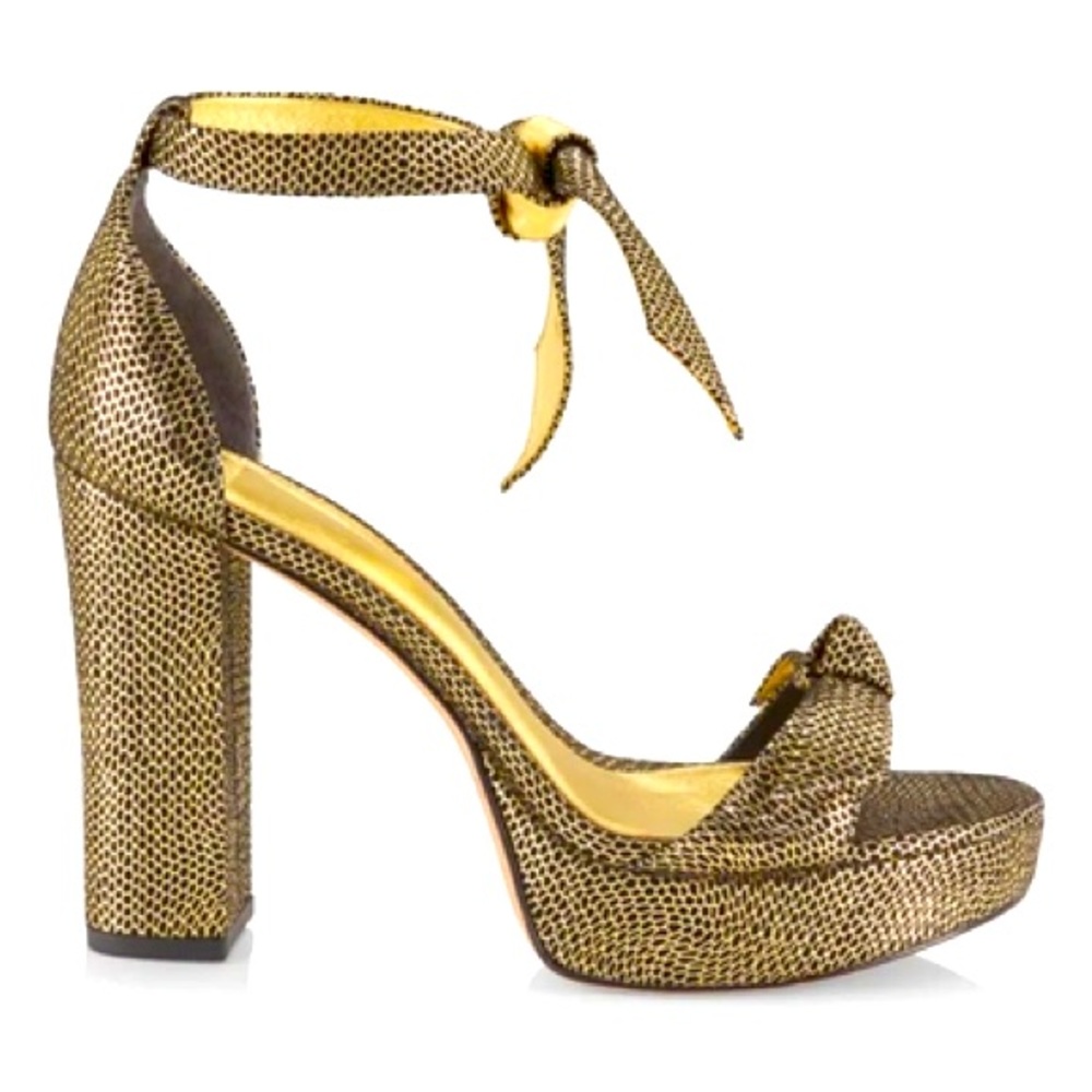ALEXANDRE BIRMAN Mabeleh Metallic Leather Platform Sandals size 37.5 / 7.5